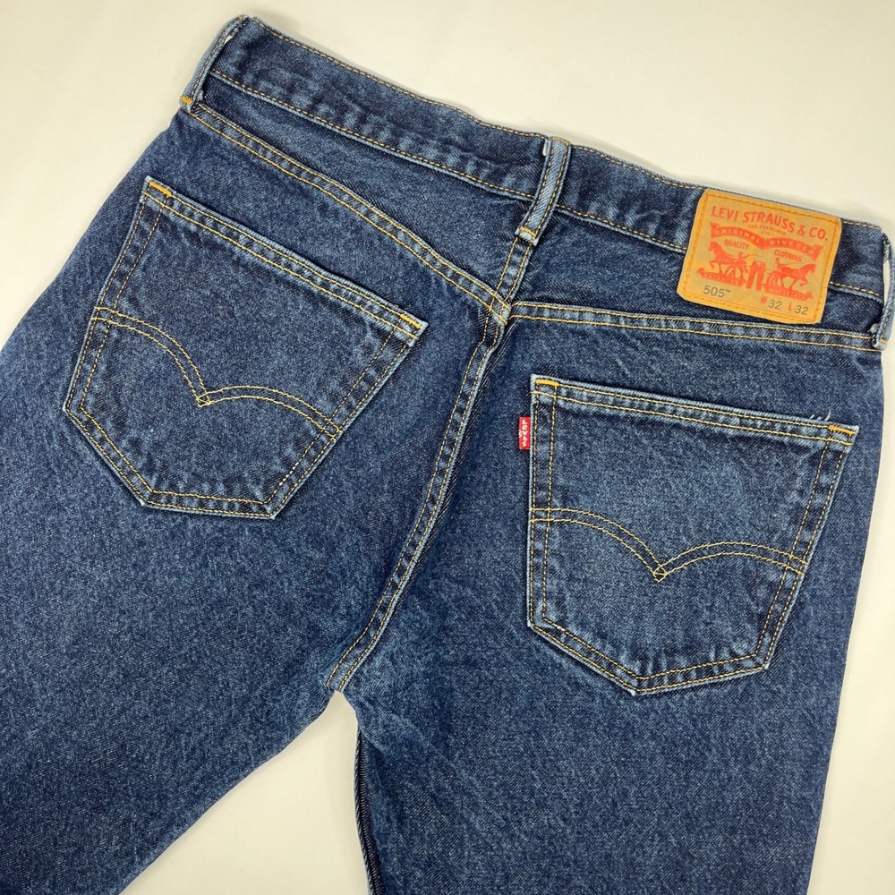 Levi's 505 Regular Fit Straight Leg Jeans Men's 32x32 Dark Wash Vintage 90s Y2K